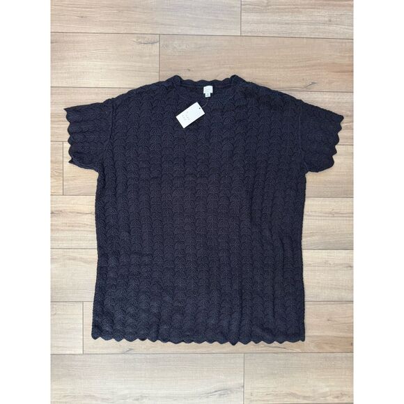 A New Day Womens 2x 2XL Dress crochet Mini shift Black NWT Warm short Sleeve - Picture 2 of 3